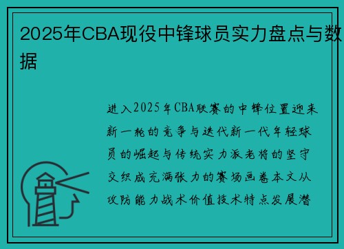 2025年CBA现役中锋球员实力盘点与数据